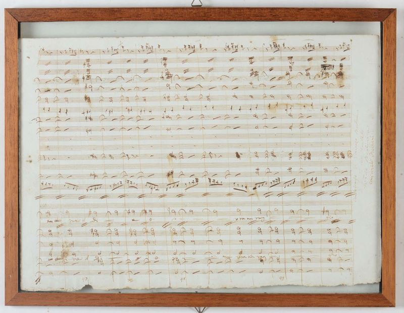 Bellini - Musica autografa Spartito di Bellini con autentica manoscritta dai fratelli  - Auction Old and Rare Books - Cambi Casa d'Aste