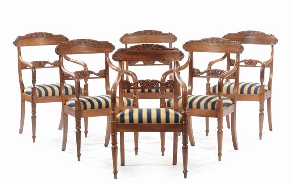 Sei poltrone Carlo X, XIX secolo