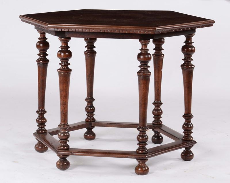 Tavolino esagonale a rocchetto, inizio XX secolo  - Auction Fine Art - Cambi Casa d'Aste