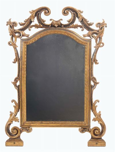 Specchiera Sagomata in Legno Intagliato e Dorato, XIX Secolo