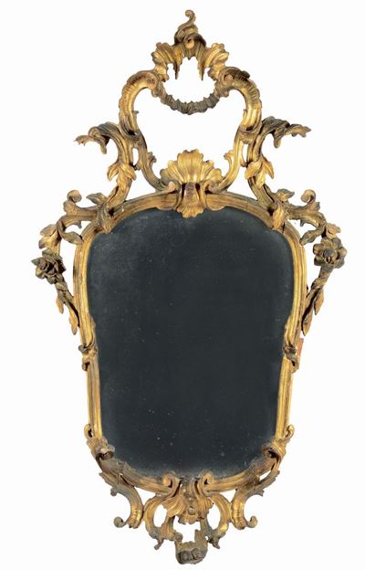 Coppia di Ventoline Luigi XV in Legno Intagliato e Interamente Dorato, Lombardia XVIII Secolo