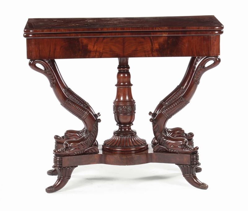 Tavolino da gioco Carlo X in mogano, XIX secolo  - Auction Fine Art - Cambi Casa d'Aste