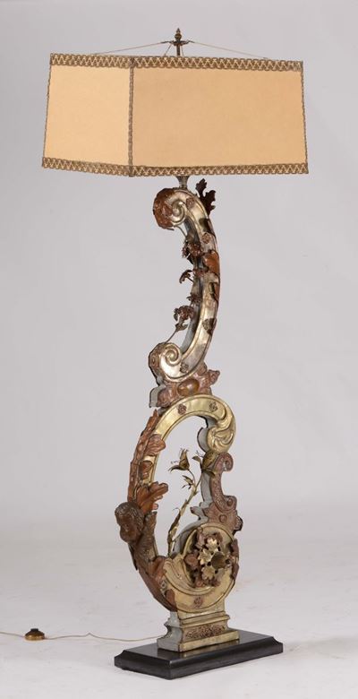 Lampada da Terra in Legno e Lamierino, XIX Secolo