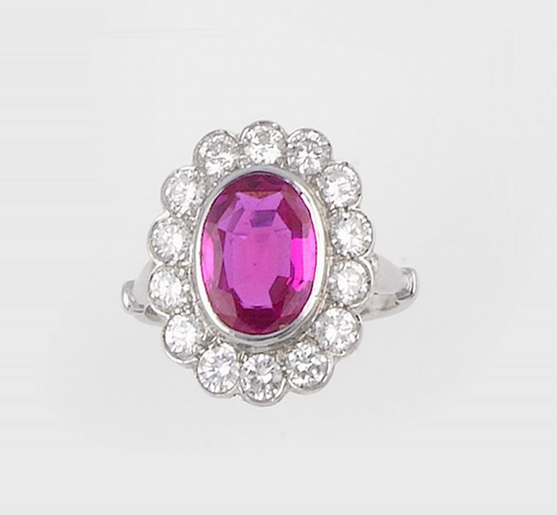 A Burma ruby and diamond ring  - Auction Jewels - II - Cambi Casa d'Aste