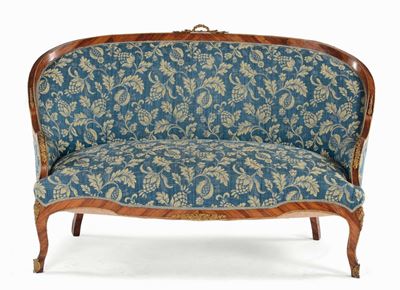 Salottino Lastronato con Profili in Ottone, Francia Fine XIX Secolo