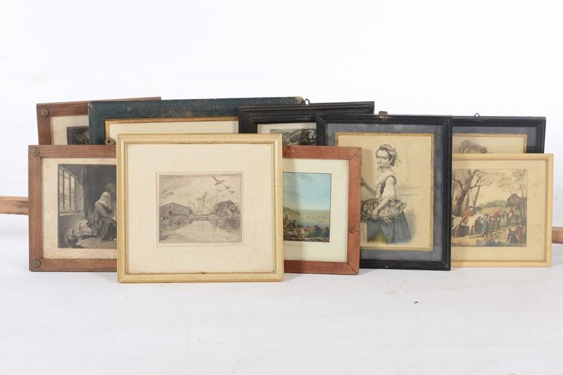 Lotto di nove stampine diverse  - Auction Fine Art - Cambi Casa d'Aste