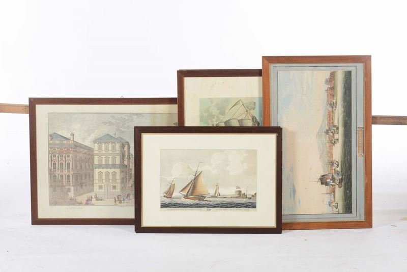 Stampa antica raffigurante porto di Genova  - Asta Antiquariato - Cambi Casa d'Aste