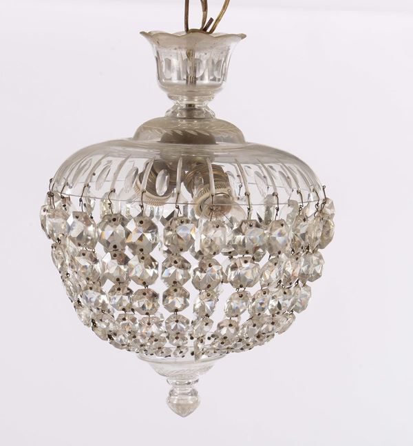 Due piccole lampade con cristalli, XX secolo