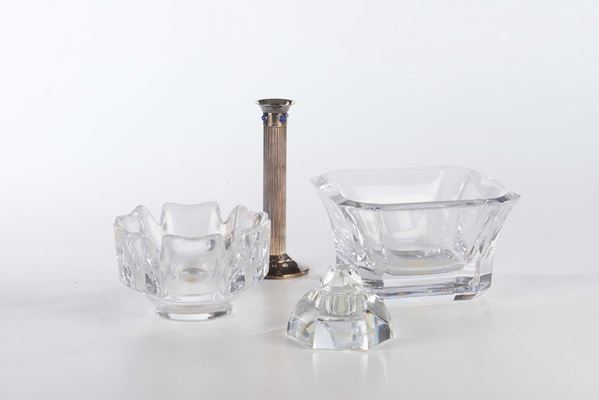 Lotto di oggetti in cristallo e metallo