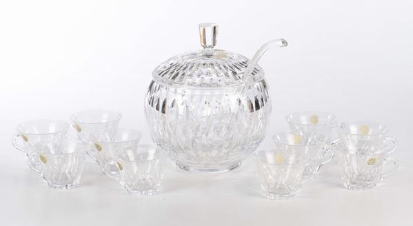 Set da punch in cristallo e due grandi vasi in cristallo molato