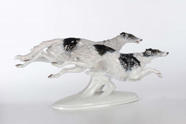 Gruppo in porcellana con levrieri, Rosenthal, XX secolo
