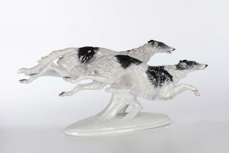 Gruppo in porcellana con levrieri, Rosenthal, XX secolo  - Auction Fine Art - Cambi Casa d'Aste