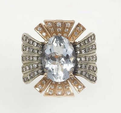 Anello con Acquamarina e Diamanti