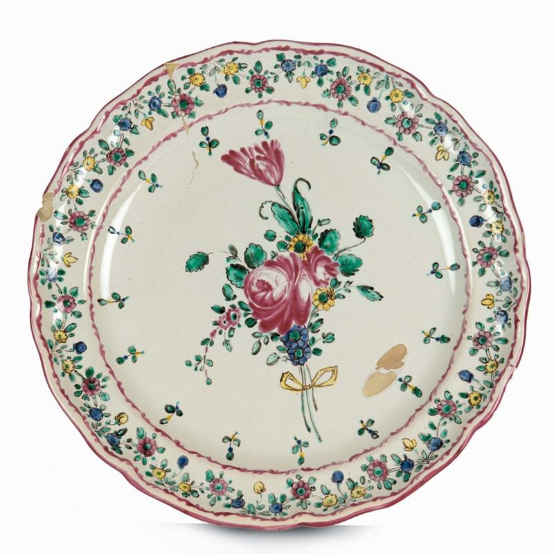Raro piatto Pesaro, Fabbrica Casali e Callegari, seconda metà del XVIII secolo  - Auction Collectors' Majolica - Cambi Casa d'Aste