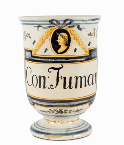 Vaso da Farmacia Pesaro, Fabbrica Benucci e Latti, Primi Decenni del XIX Secolo