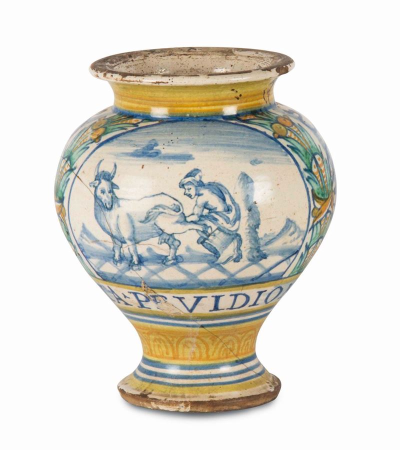 A pill vase, central Italy (probably Deruta), mid 16th century  - Auction Important Italian Majolica from Renaissance to Baroque - Cambi Casa d'Aste