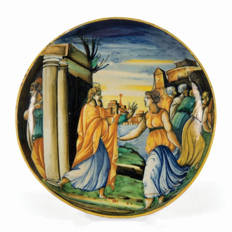 Coppa Urbino, bottega di Guido di Merlino, 1550 ca.  - Asta Importanti maioliche italiane dal Rinascimento al Barocco - Cambi Casa d'Aste