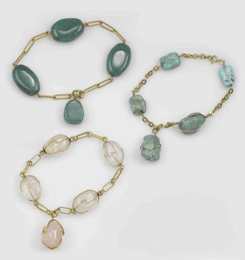 Lot composed by three semiprecious stones bracelets  - Auction Fine Art - Cambi Casa d'Aste