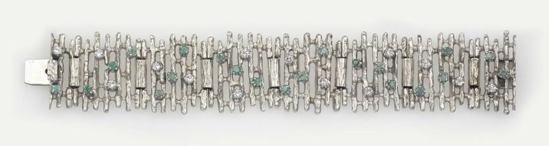 Sforza. A diamond, emerald and gold bracelet  - Auction Fine Art - Cambi Casa d'Aste