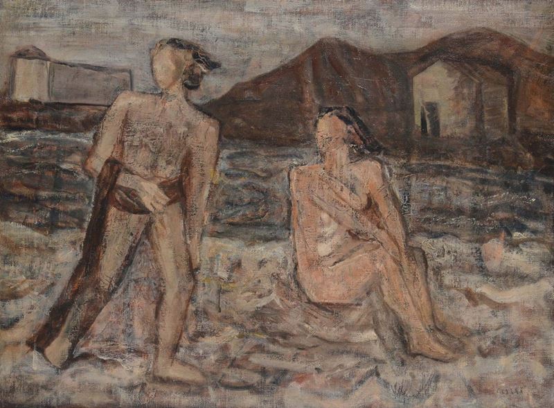 Carlo Carrà (1881-1966), nei modi di Nudi sulla spiaggia  - Asta Antiquariato - Cambi Casa d'Aste