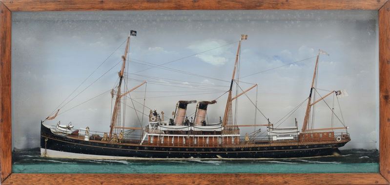 Diorama in teca dalla nave Haude, inizio XX secolo  - Asta Arte Marinara e Strumenti Scientifici - Cambi Casa d'Aste