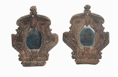 Coppia di Cornici da Cartagloria in Legno Intagliato, XVII-XVIII Secolo
