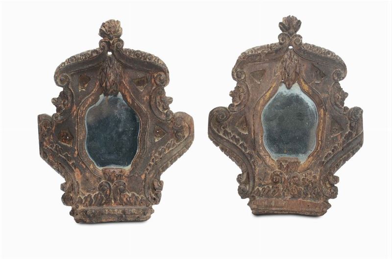 Coppia di cornici da cartagloria in legno intagliato, XVII-XVIII secolo  - Asta Cornici Antiche - Cambi Casa d'Aste