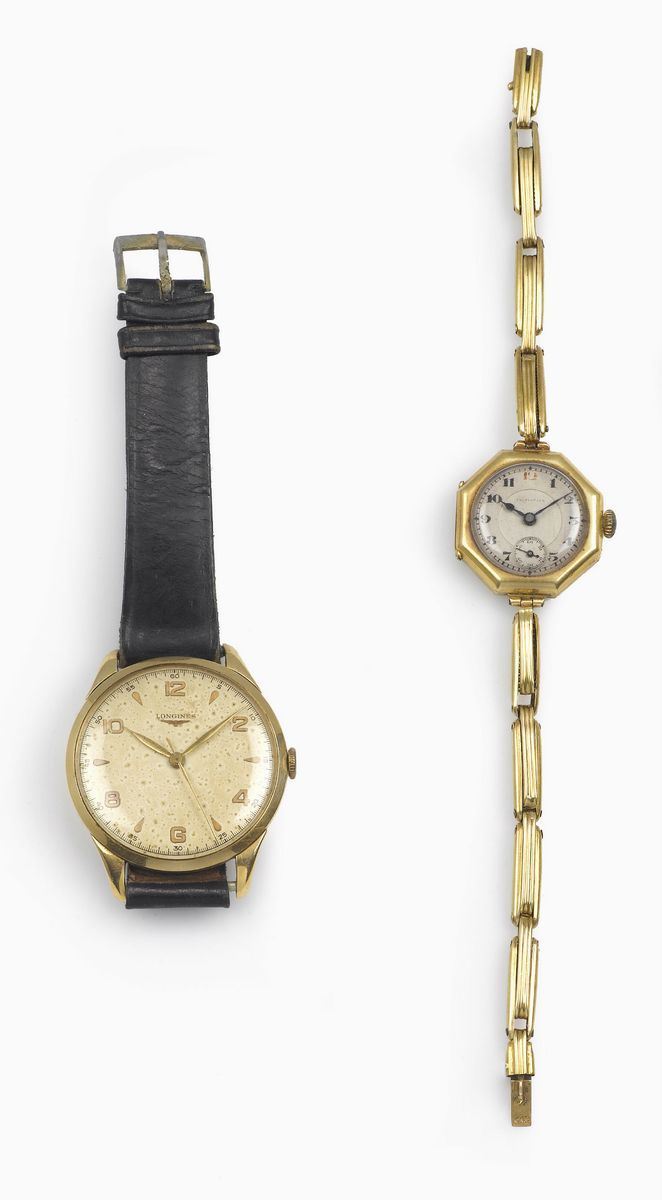 Lotto composto da un orologio da polso Longines ed un orologio per signora con bracciale a segmenti  - Asta Antiquariato - Cambi Casa d'Aste