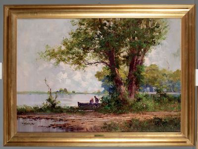 Cesare Gheduzzi (1894-1944)coppia di Paesaggi Lacustri