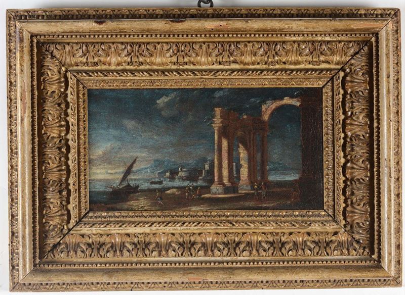 Scuola del XVIII secolo Paesaggio marino con architettura  - Auction Fine Art - I - Cambi Casa d'Aste