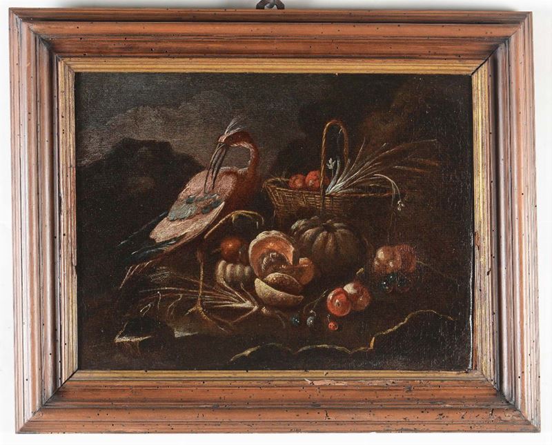 Scuola del XVIII secolo Natura morta con gru  - Auction Fine Art - I - Cambi Casa d'Aste