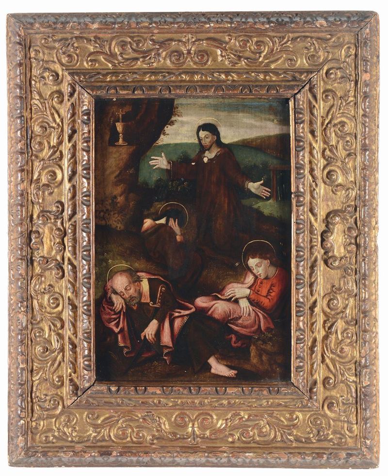 Pittore Fiammingo del XVI secolo Gesù nell’orto degli ulivi  - Asta Dipinti Antichi - Cambi Casa d'Aste