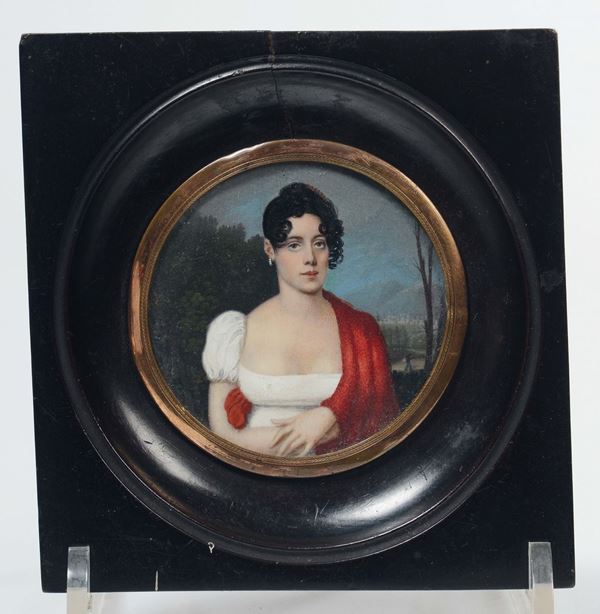 Ritratto di fanciulla con scialle rosso, XIX secolo