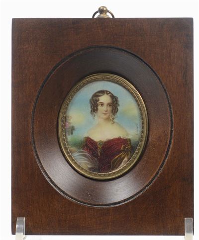Ritratto di Fanciulla con Abito Rosso, Firmata N.gerard, XIX Secolo