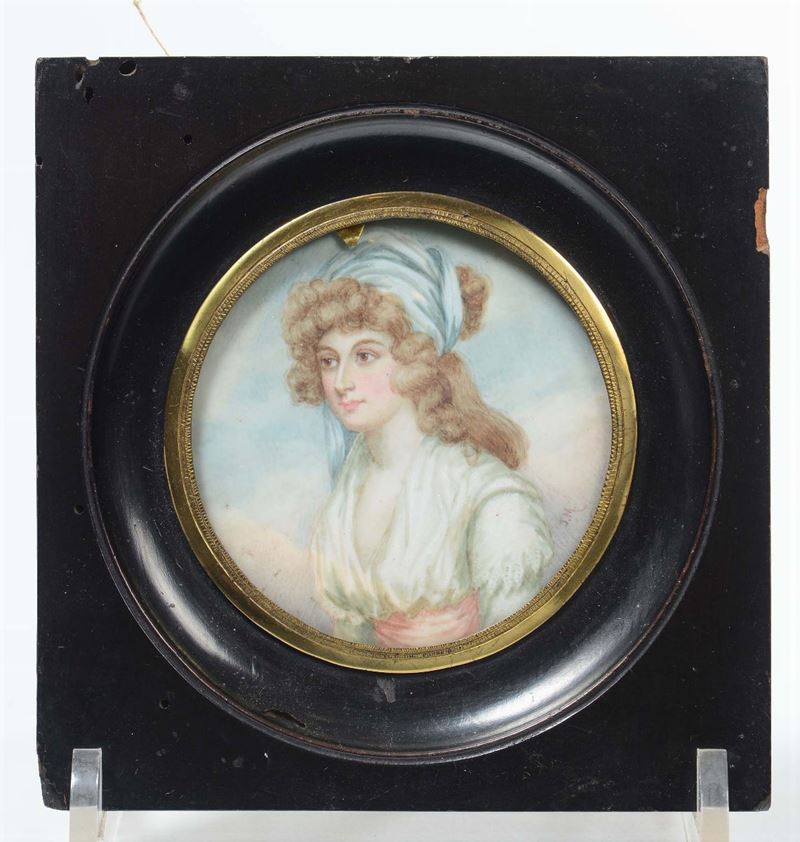 Ritratto di figura femminile con nastro tra i capelli, XIX secolo  - Asta Antiquariato - Cambi Casa d'Aste