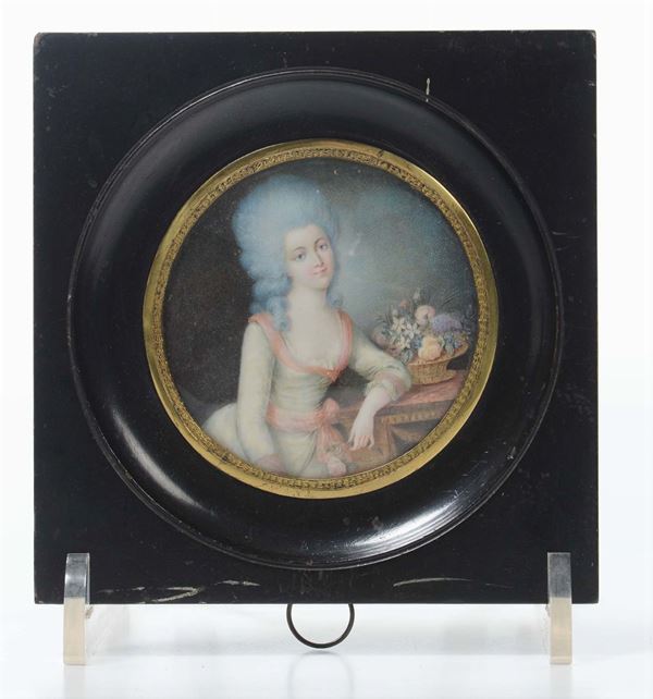 Ritratto di gentildonna con cesto di fiori, XIX secolo