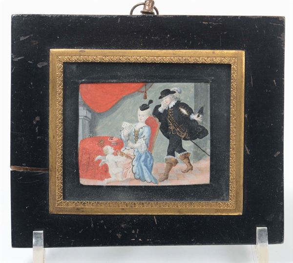 Scena di genere con amorino, XIX secolo