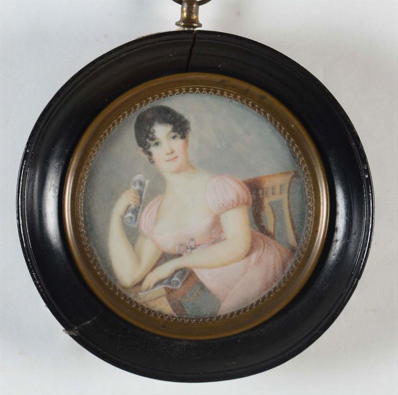 Nobildonna con abito rosa, XIX secolo  - Auction Fine Art - Cambi Casa d'Aste