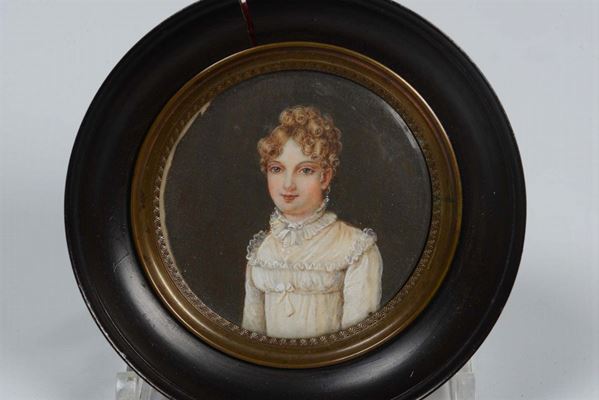 Ritratto di nobildonna in abito bianco, XIX secolo