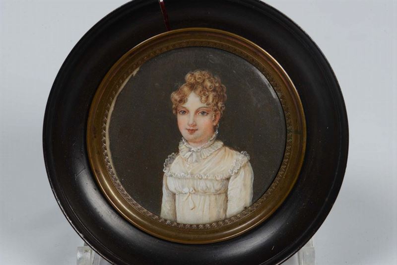 Ritratto di nobildonna in abito bianco, XIX secolo  - Auction Fine Art - Cambi Casa d'Aste