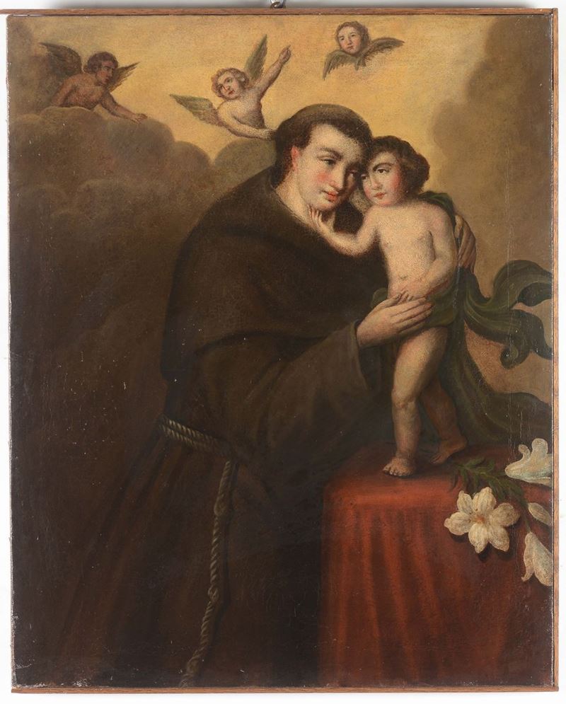Scuola del XVIII secolo Sant’Antonio da Padova con il Bambino  - Asta Antiquariato - Cambi Casa d'Aste