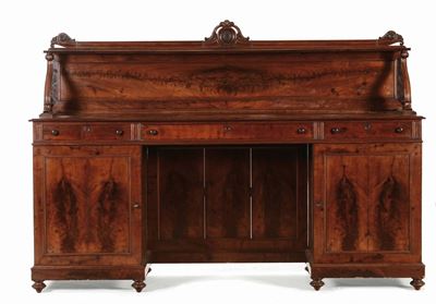 Credenza in Mogano con Alzata, XIX Secolo