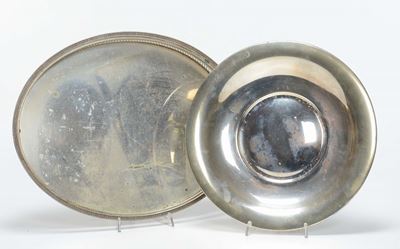 Vassoio e Piatto in Argento, XX Secolo