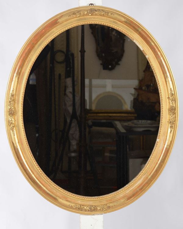 Specchiera ovale dorata, XX secolo