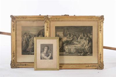 Lotto Tre di Stampe con Scene Mitologiche e Apollo, XIX Secolo