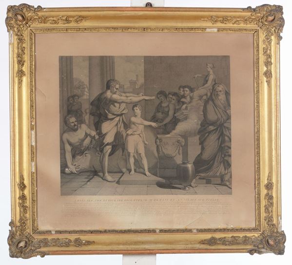 Coppia di stampe con scene mitologiche, XIX secolo