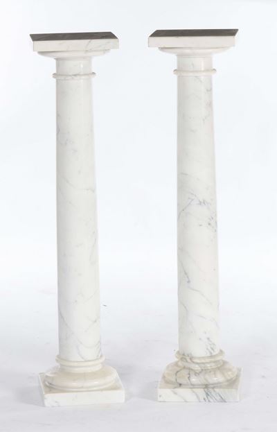 Coppia di Colonne in Marmo Bianco, Inizio XX Secolo