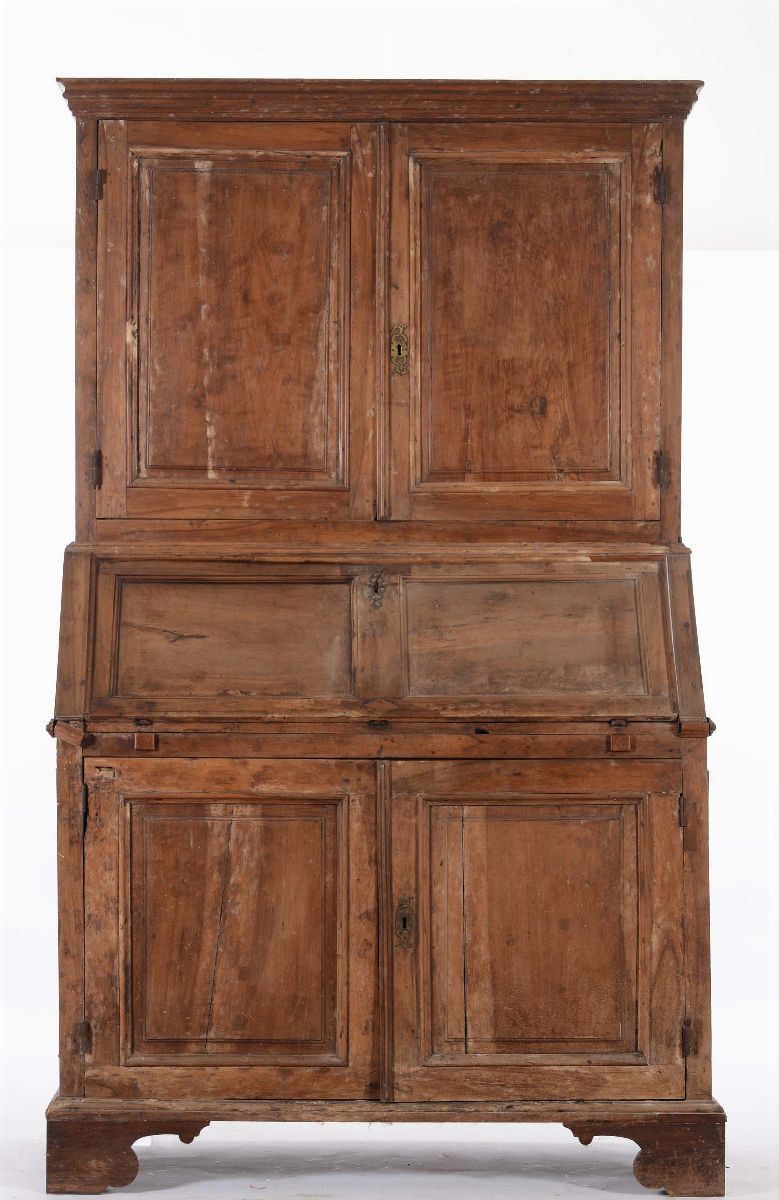 Ribalta con alzata in legno naturale, XIX secolo  - Auction Asta a Tempo Antiquariato - Cambi Casa d'Aste