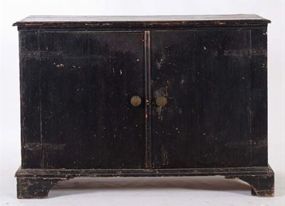Credenza a Due Ante in Noce Patinato Scuro, XVIII-XIX Secolo