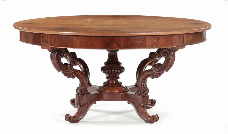 Tavolo a cestello in noce, XIX secolo  - Asta Antiquariato - Cambi Casa d'Aste